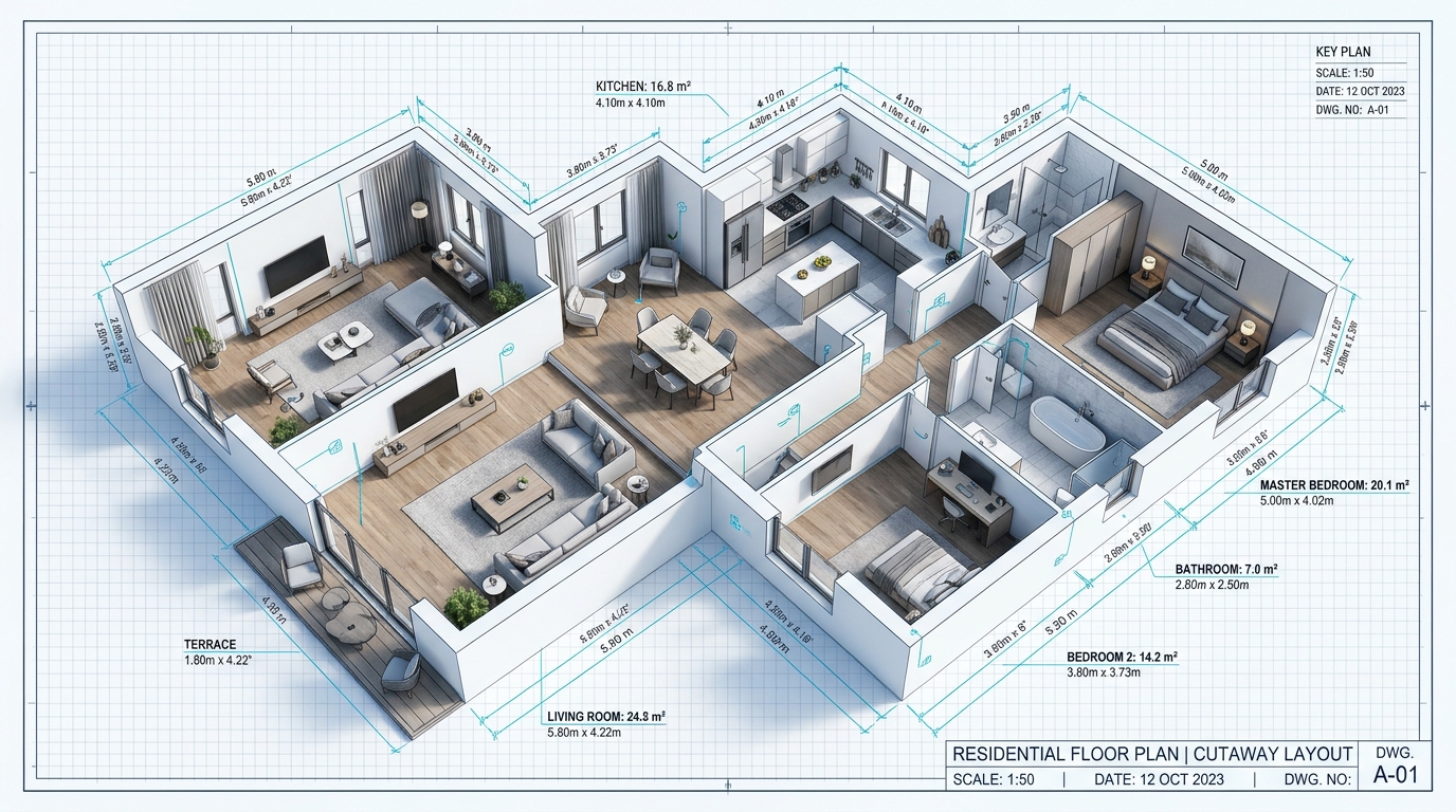Plan A-01 Modern Single Floor Villa